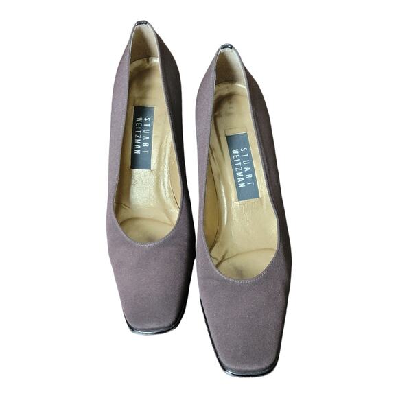 STUART WEITZMAN brown fabric Witchy‎  classic heel pumps shoe size 8.5 - Picture 1 of 8
